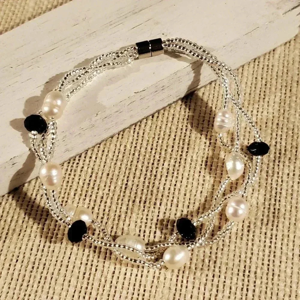 Freshwater Pearl Austrian Crystal Twist Bracelet